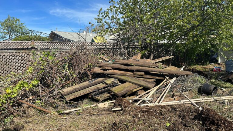 Vegetation and wood debris removed during professional weed abatement and fire prevention service in the East Bay, California